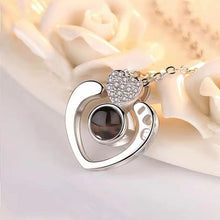 Load image into Gallery viewer, Love Heart Romantic Love Memory Wedding Necklace Rose Gold&amp;Silver 100 languages I love you Projection Pendant Necklace