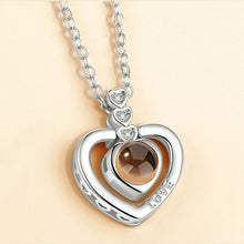 Load image into Gallery viewer, Love Heart Romantic Love Memory Wedding Necklace Rose Gold&amp;Silver 100 languages I love you Projection Pendant Necklace