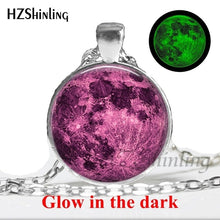 Load image into Gallery viewer, 2017 New Arrival Glowing Jewelry Full Moon Necklace Handmade Glass Dome Lunar Eclipse Necklace Glow in the dark Pendant Jewelry