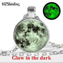 Load image into Gallery viewer, 2017 New Arrival Glowing Jewelry Full Moon Necklace Handmade Glass Dome Lunar Eclipse Necklace Glow in the dark Pendant Jewelry