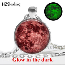 Load image into Gallery viewer, 2017 New Arrival Glowing Jewelry Full Moon Necklace Handmade Glass Dome Lunar Eclipse Necklace Glow in the dark Pendant Jewelry