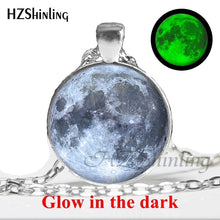 Load image into Gallery viewer, 2017 New Arrival Glowing Jewelry Full Moon Necklace Handmade Glass Dome Lunar Eclipse Necklace Glow in the dark Pendant Jewelry