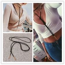 Load image into Gallery viewer, x18 Fashion Jewelry Black Leather Choker Necklace Long Tassel Gold Color Pendant Necklace For Women Punk Style Wholesale Selling