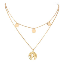 Load image into Gallery viewer, Hot Selling Round Hollow Multi Double Layers World Map Necklace Fashion Outdoor Travel Lover Earth Day Gift Personalized Jewelry