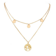 Load image into Gallery viewer, Hot Selling Round Hollow Multi Double Layers World Map Necklace Fashion Outdoor Travel Lover Earth Day Gift Personalized Jewelry