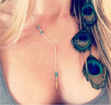 Load image into Gallery viewer, Hot Fashion Gold Color Multilayer Coin Tassels Lariat Bar Necklaces Beads Choker Feather Pendants Necklaces For Women Bijoux